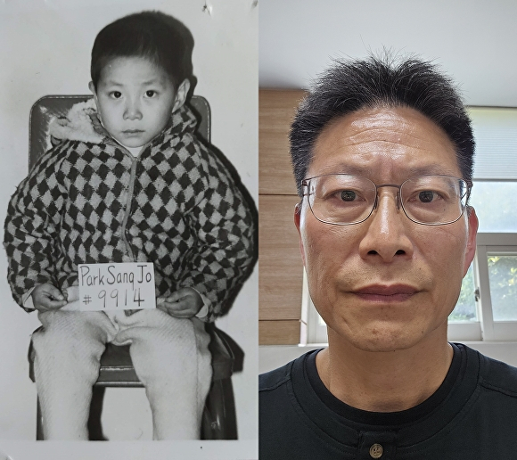 입양 당시 모습과 5월 현재 박상조(57)씨모습.[대구 남구 제공]