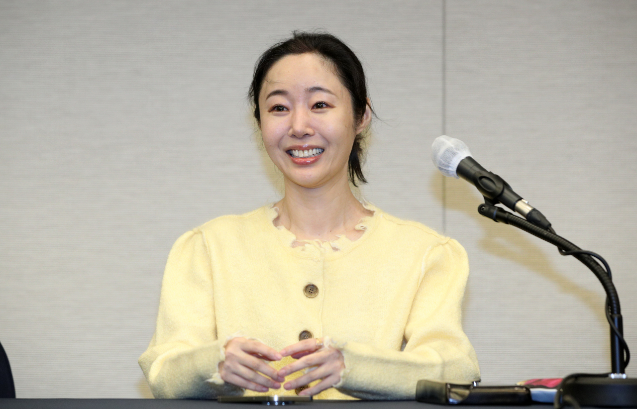 31일 민희진 어도어 대표가 기자회견에서 말하고 있다. 임세준 기자