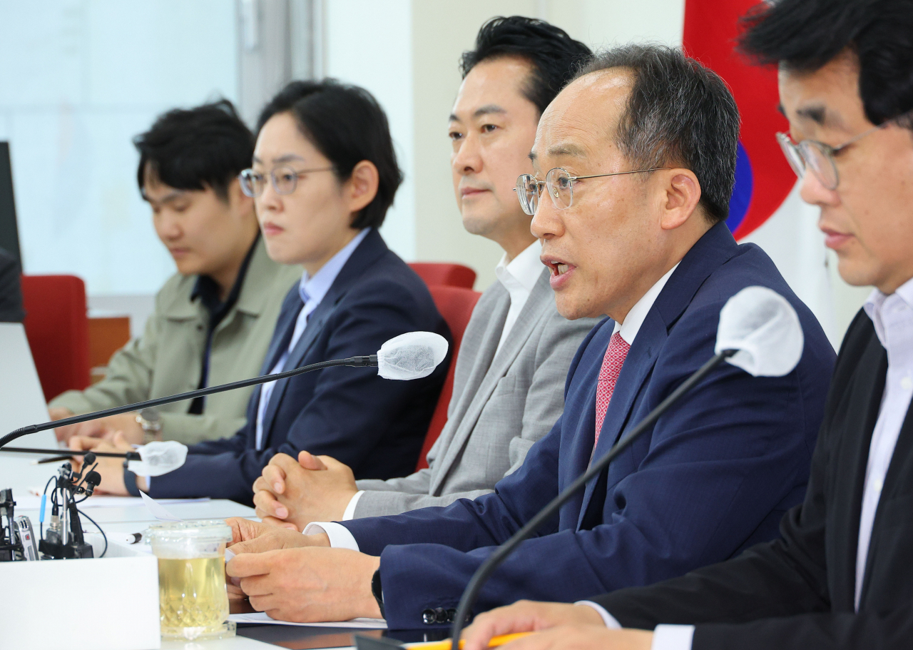 국민의힘 추경호 원내대표가 2일 오후 서울 국회에서 열린 현안 관련 기자간담회에서 발언하고 있다. [연합]
