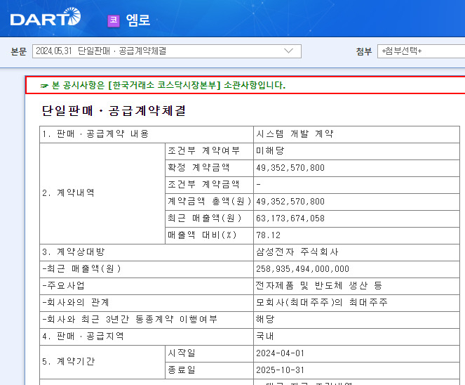 엠로, 삼성전자와 시스템 개발 계약 [투자360]