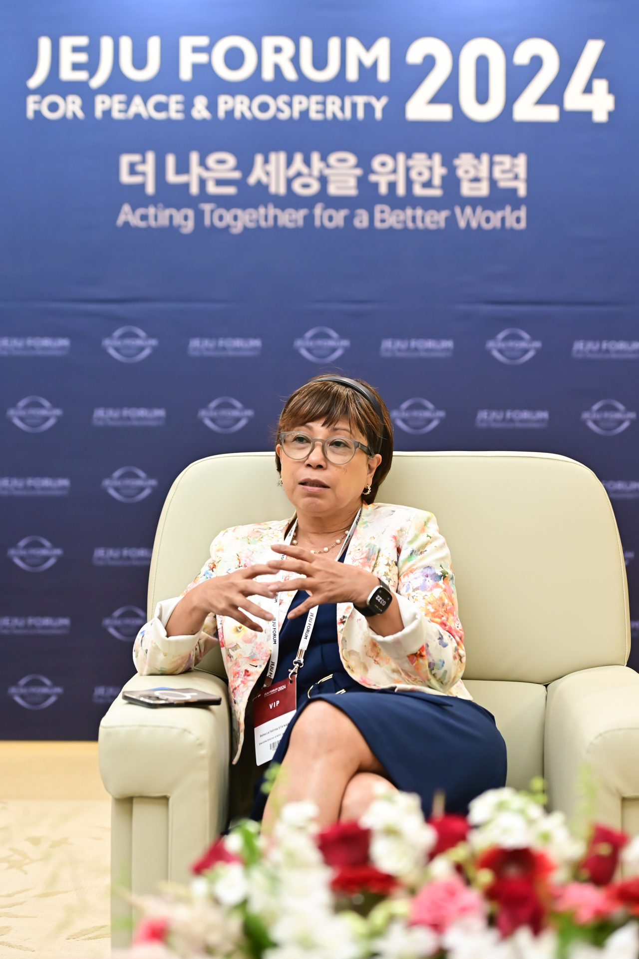 레베카 파티마 산타 마리아 APEC 사무국장이 지난달 30일 제주 서귀포 국제컨벤션센터에서 헤럴드경제와 인터뷰하고 있다.