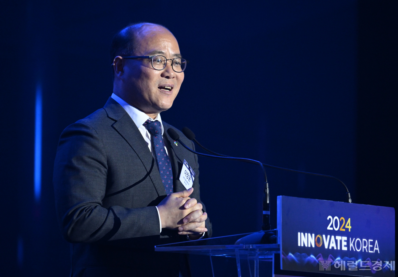 이창윤 과학기술정보통신부 제1차관이 ‘이노베이트 코리아 2024’에서 축사하고 있다. 대전=임세준 기자