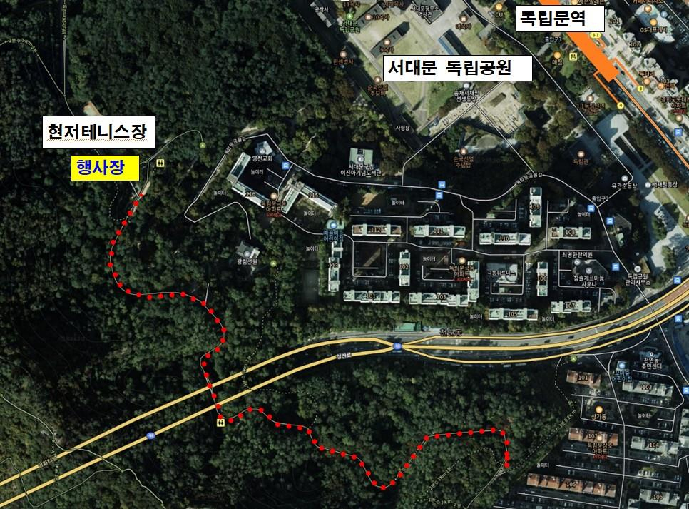 안산 동편 황톳길 위치도.[서대문구 제공]