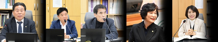 사진 왼쪽부터 강형구·나안수·박계수·이영란·이복남 의원.