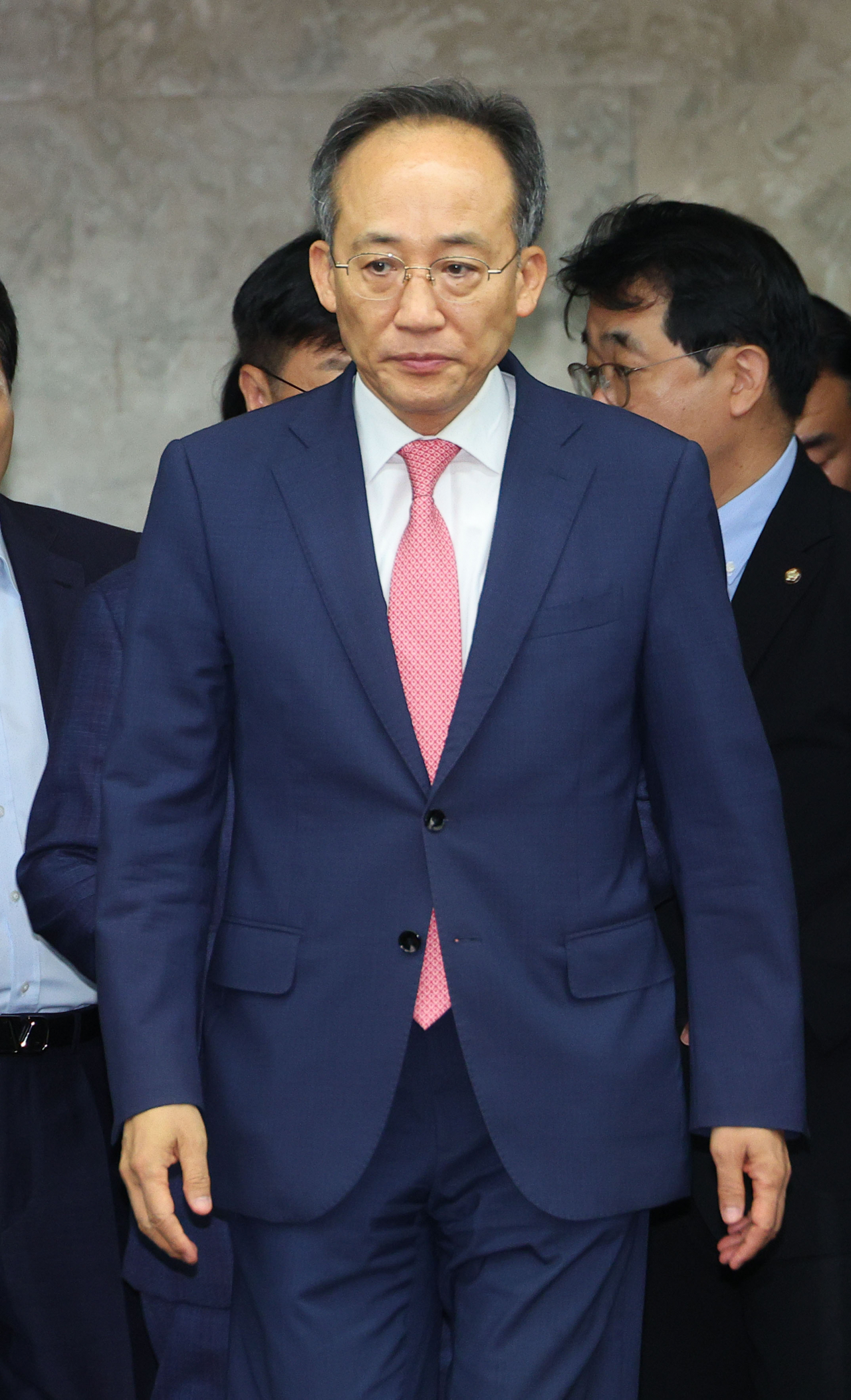 국민의힘 추경호 원내대표가 21일 오전 국회에서 열린 의회정치 원상복구 의원총회에 참석하고 있다. 연합뉴스