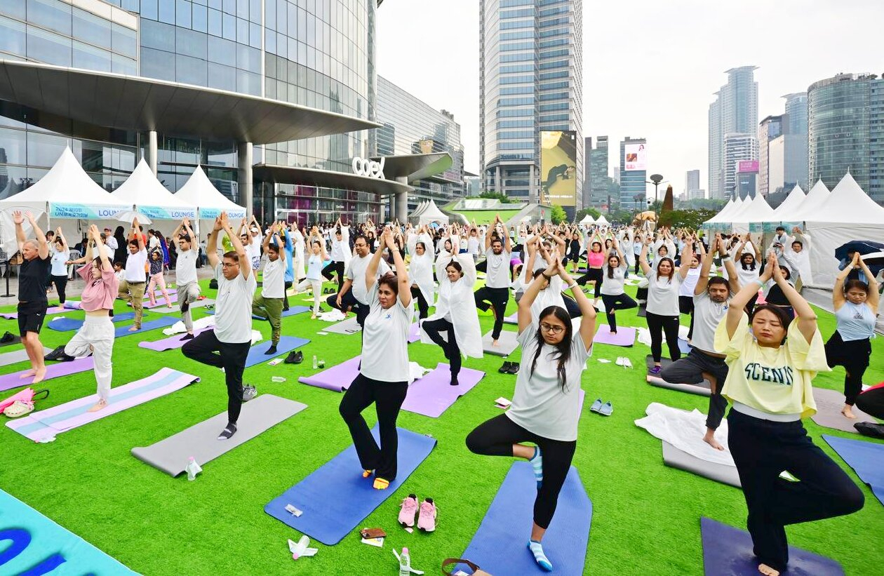 요가 기본동작 중 하나인 나무 자세