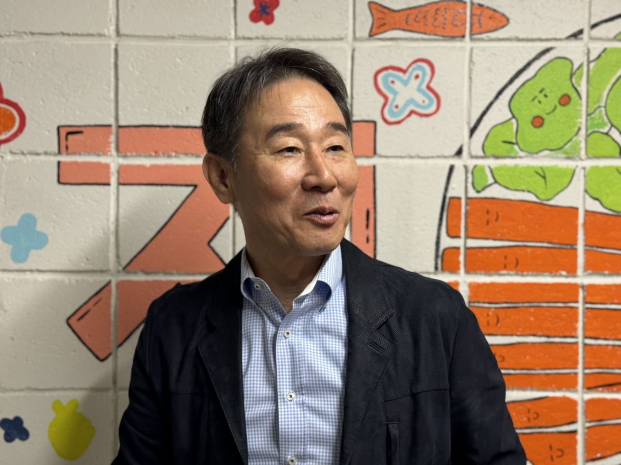 Kim Cheon-soo, executive director of the Korean Cultural Center New York, speaks about the design of the new Korean Center, on April 26 at the Korean Cultural Center New York in New York. (Park Ga-young/The Korea Herald)