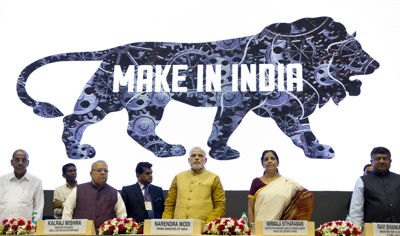 나렌드라 모디 인도 총리는 제조업 육성 정책 ‘메이크 인 인디아(Make in India)’를 추진하고 있다. [AP]
