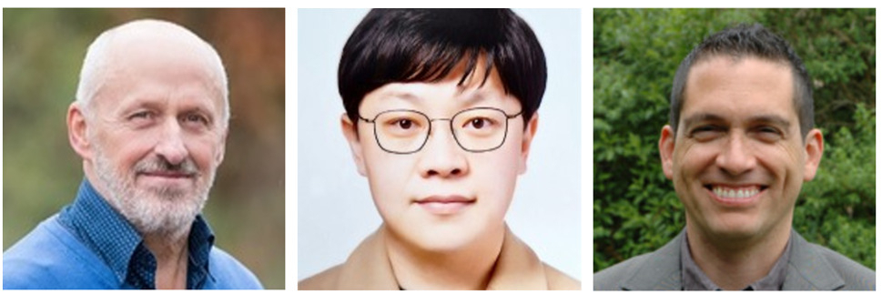 2024년 UST 글로벌 멘토링 컨퍼런스 오프닝 세션 특별강연 연사.(왼쪽부터) 루크 판 헤이프트(왼쪽부터) 사이미어스 신약개발 부사장, 정연우 독일 막스플랑크연구소 박사, 데이비드 퍼민 브리스톨대학교 교수. [UST 제공]