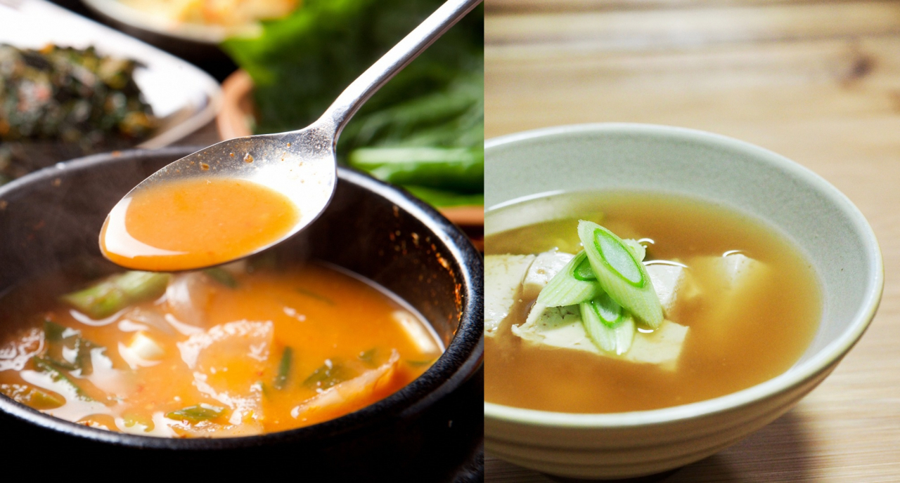 된장찌개(왼쪽) 과 된장국 [123RF]