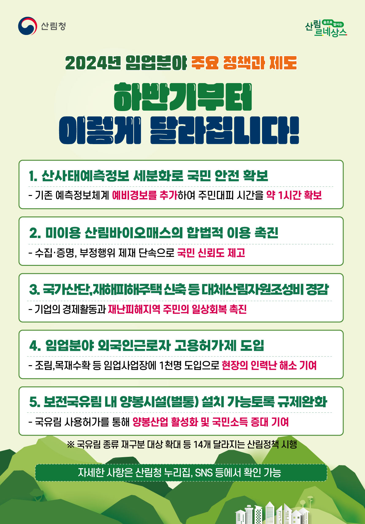 2024년 하반기부터 달라지는 임업분야 주요 정책