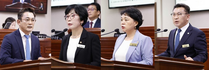 사진 왼쪽부터 김영진·장경순·김미연·이향기 위원장.