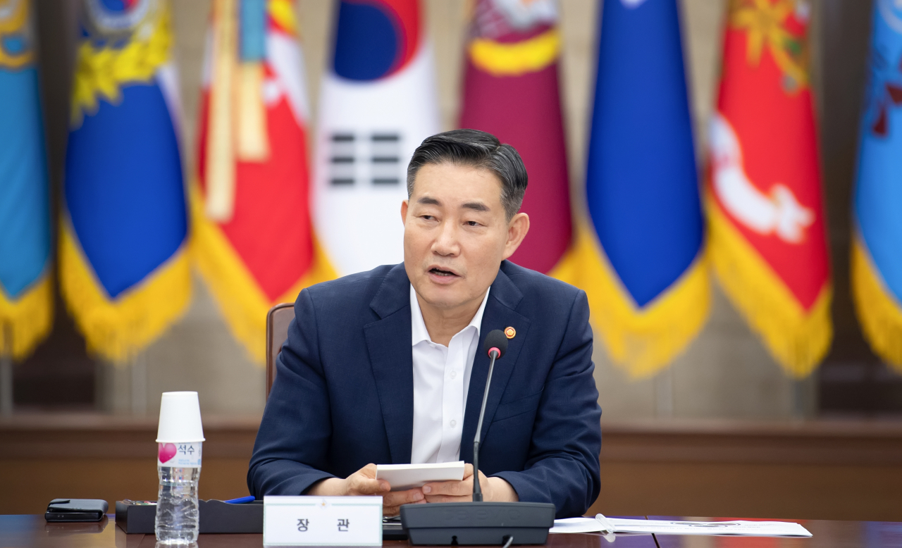 신원식 국방부 장관이 3일 열린 국방 데이터·인공지능 정책보고회에서 발언하고 있다.[국방부 제공]