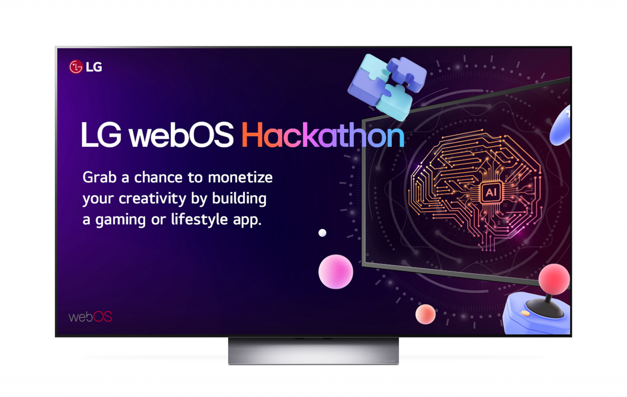 LG전자가 독자 스마트TV 플랫폼 '웹(web)OS'의 콘텐츠 경쟁력을 확대하기 위해 글로벌 해커톤을 개최한다. webOS 해커톤 참가 안내 배너 이미지. [LG전자 제공]