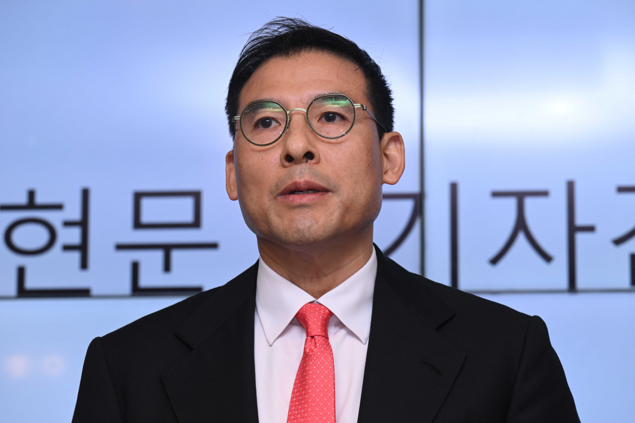 조현문 전 효성 부사장이 5일 오전 서울 강남구 스파크플러스에서 열린 유산 상속 관련 입장발표 기자회견에서 발언하고 있다. [연합]
