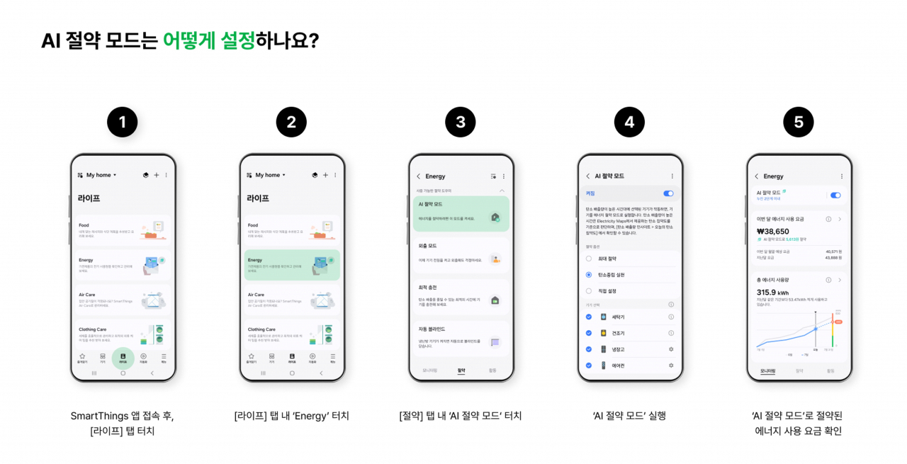 스마트싱스 AI 절약 모드 설정 화면