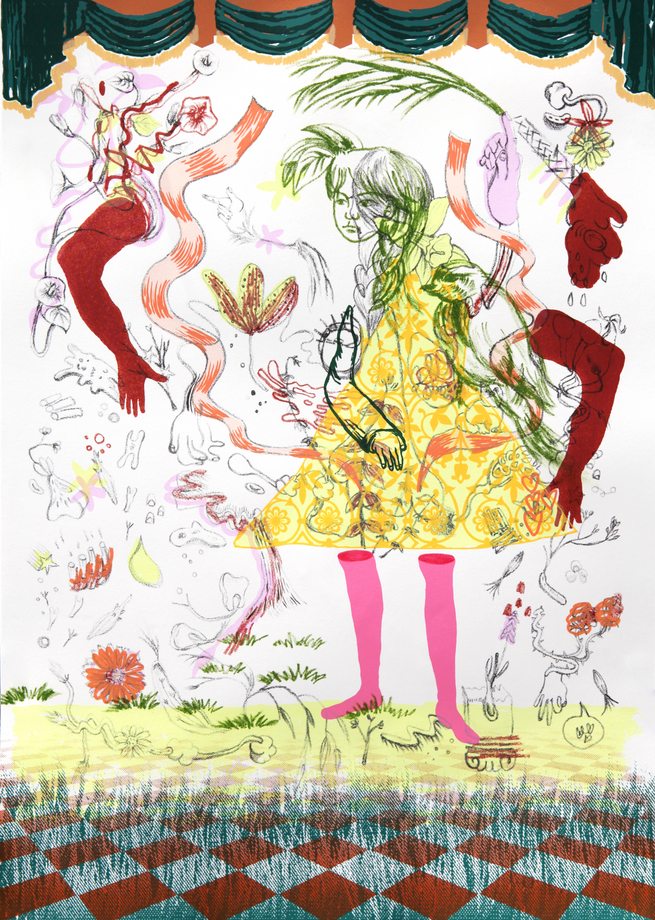 라킴, 진공 속의 봄, 종이에 석판화와 실크스크린, 48&times;35cm, 2024