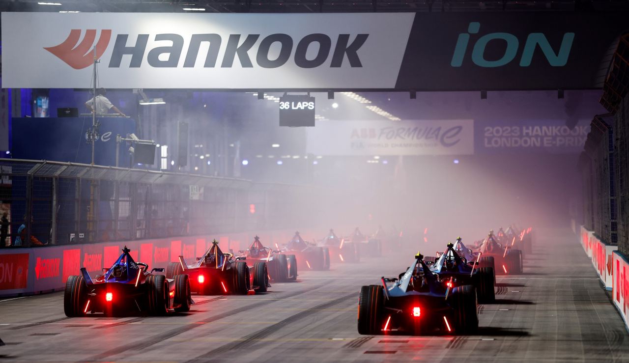 한국타이어 후원 포뮬러 E 시즌9 2023 한국 런던 E-PRIX 대회 장면. [한국타이어 제공]