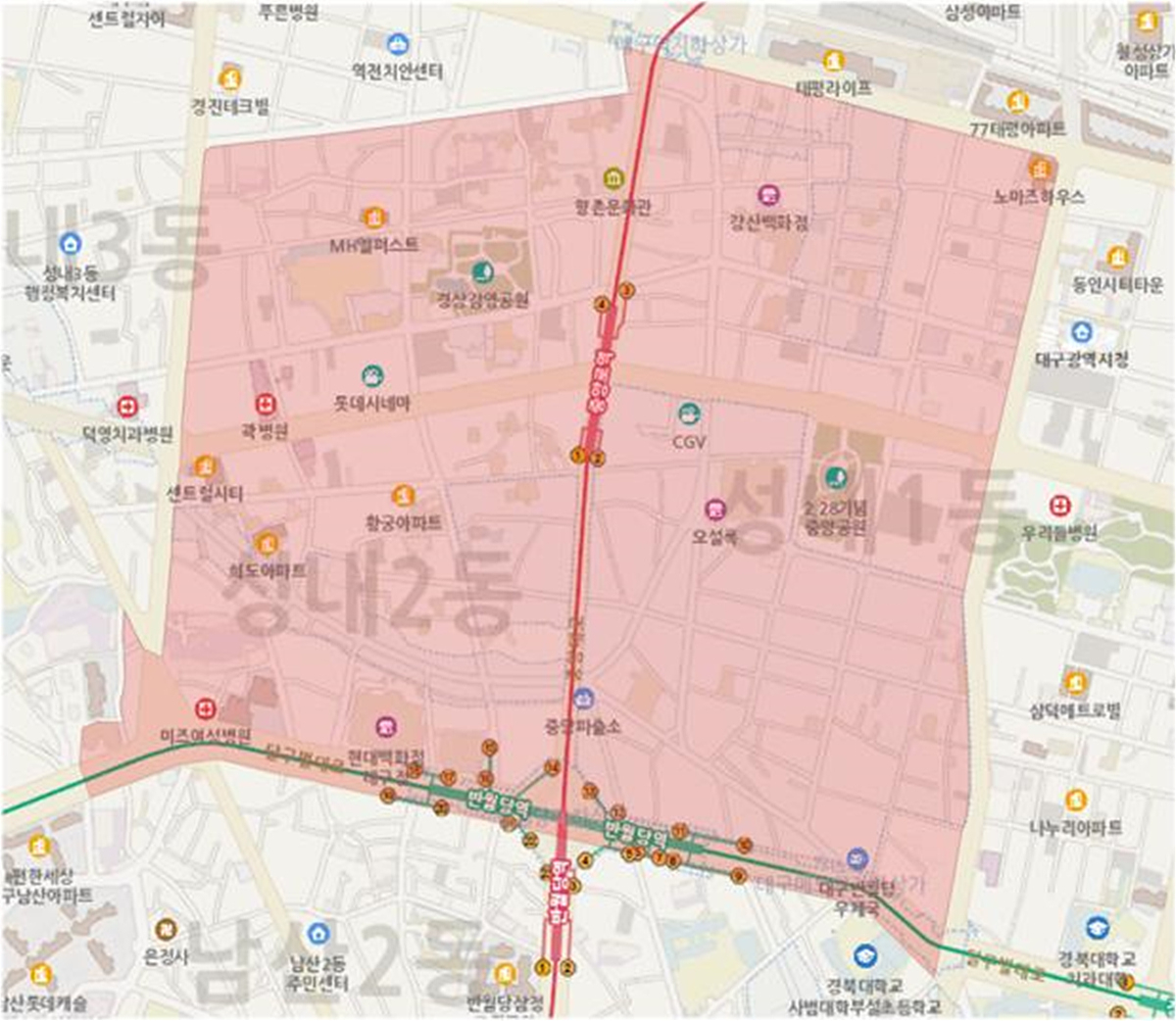 동성로 관광특구 지정 구역 도면.[대구시 제공]