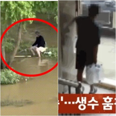 [픽!영상] 폭우에 한강 낚시 '민폐 강태공'…생수 절도범 알고보니 택배기사