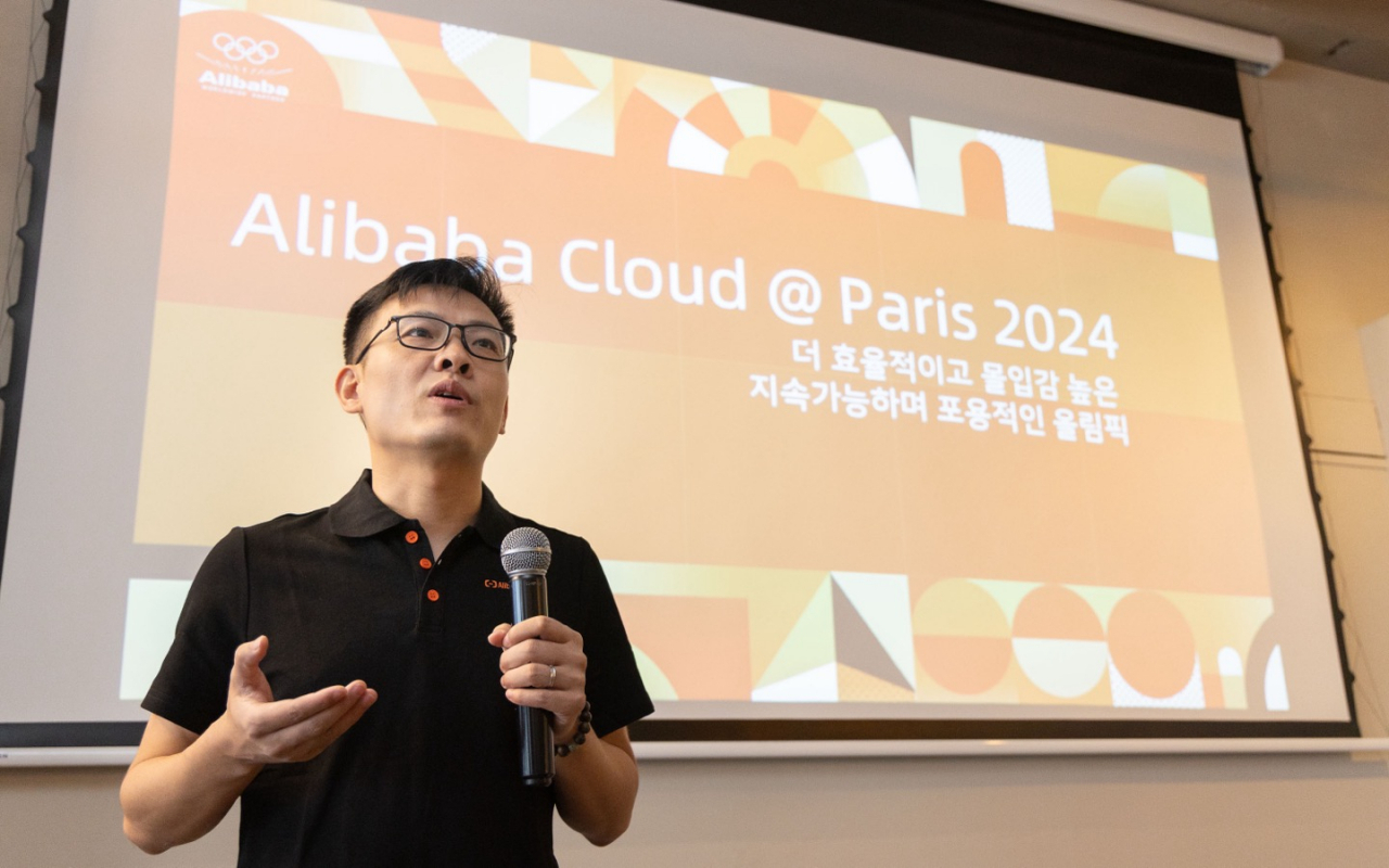 케니 송 알리바바 클라우드 코리아 지사장이 30일 서울 강남구 소재 한 식당에서 알이바바와 국제올림픽위원회(IOC) 파트너십에 대해 설명하고 있다. [알리바바 제공]
