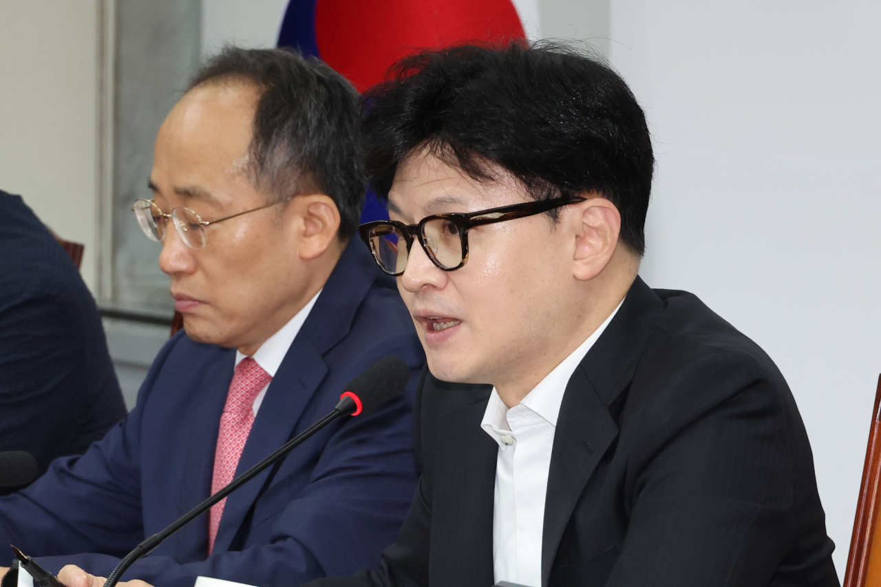 한동훈 국민의힘 대표가 29일 오전 서울 여의도 국회에서 열린 최고위원회의에서 발언하고 있다. [연합]