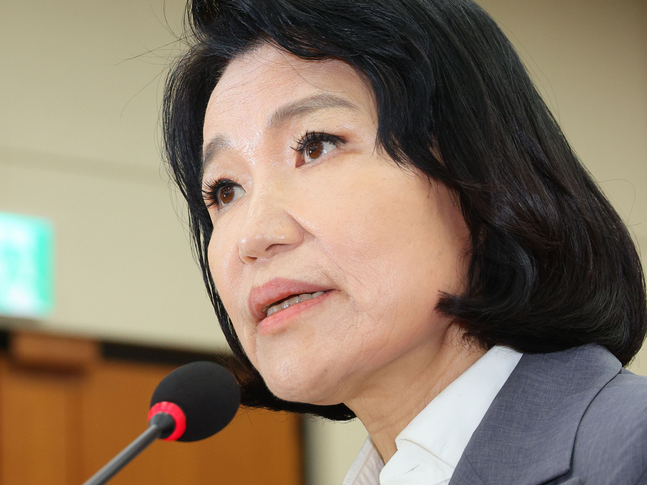 이진숙 방송통신위원장 후보자가 25일 국회 과학기술정보방송통신위원회에서 열린 인사청문회에서 발언하고 있다. 연합뉴스