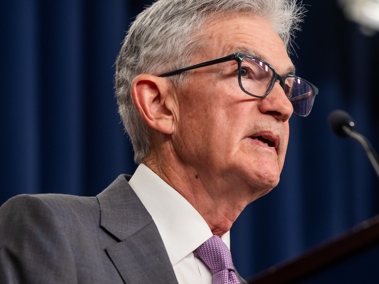 31일(현지시간) 제롬 파월 미국 연방준비제도(Fed) 의장이 연방공개시장위원회(FOMC) 기자회견에서 발언하고 있다. [EPA]