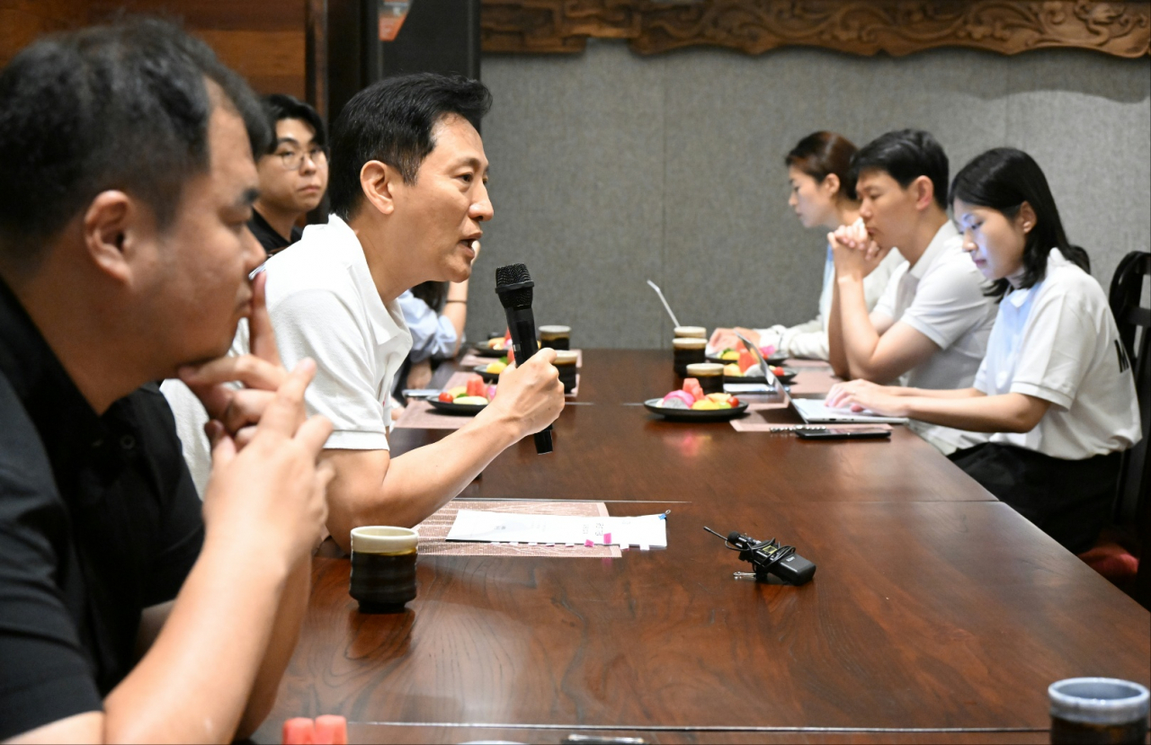 오세훈 서울시장은 지난달 31일(현지시간) 중국 베이징에서 기자 간담회를 열고 중국 방문 성과와 향후 전략 등을 설명했다. [서울시 제공]