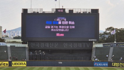 4일 오후 서울 송파구 잠실야구장에서 열릴 예정이던 프로야구 KBO리그 키움과 두산의 경기가 폭염으로 취소됐다. [연합]