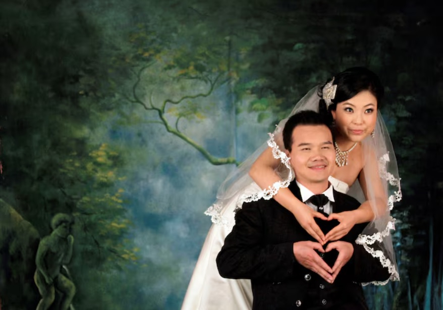 지난 2009년 중국 베이징 중심가의 한 스튜디오에서 약혼한 중국인 커플이 웨딩 사진을 찍고 있다. [로이터]
