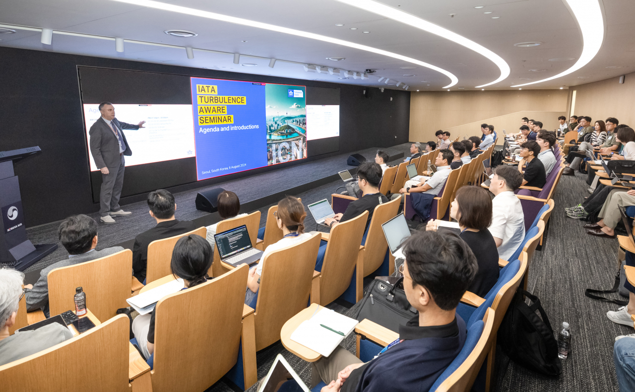 대한항공은 6일 오전 서울시 강서구 대한항공 본사에서 국제항공운송협회(IATA) 전문가와 함께 난기류 인식 플랫폼 세미나를 실시했다. [대한항공 제공]