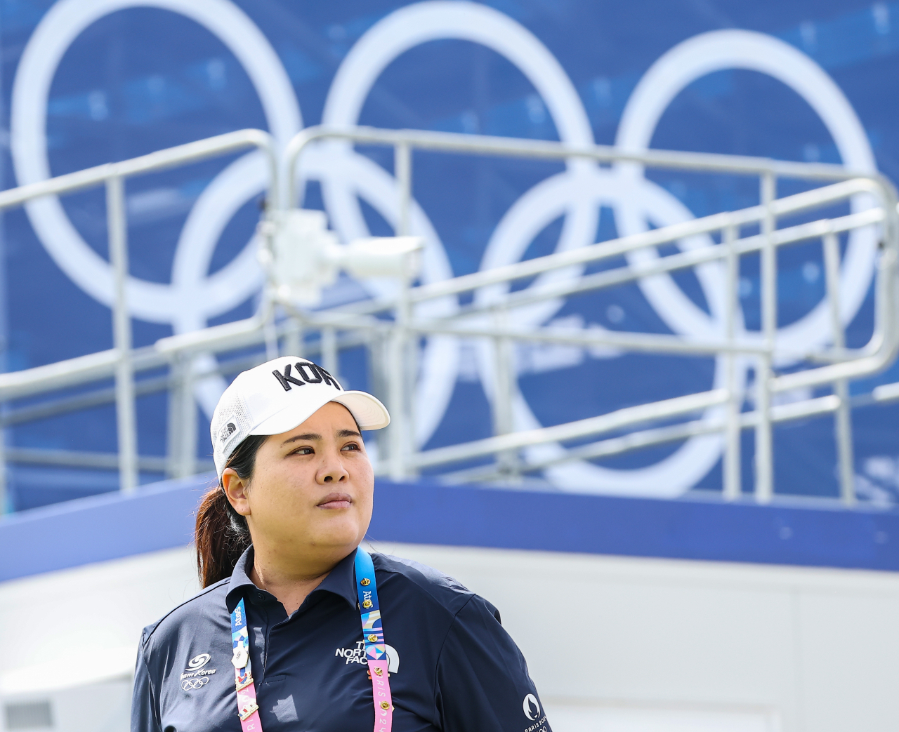 South Korean golfer Park In-bee looks on during the final round of the men's golf tournament at the Paris Olympics at Le Golf National in Guyancourt, France, Sunday. (Yonhap)
