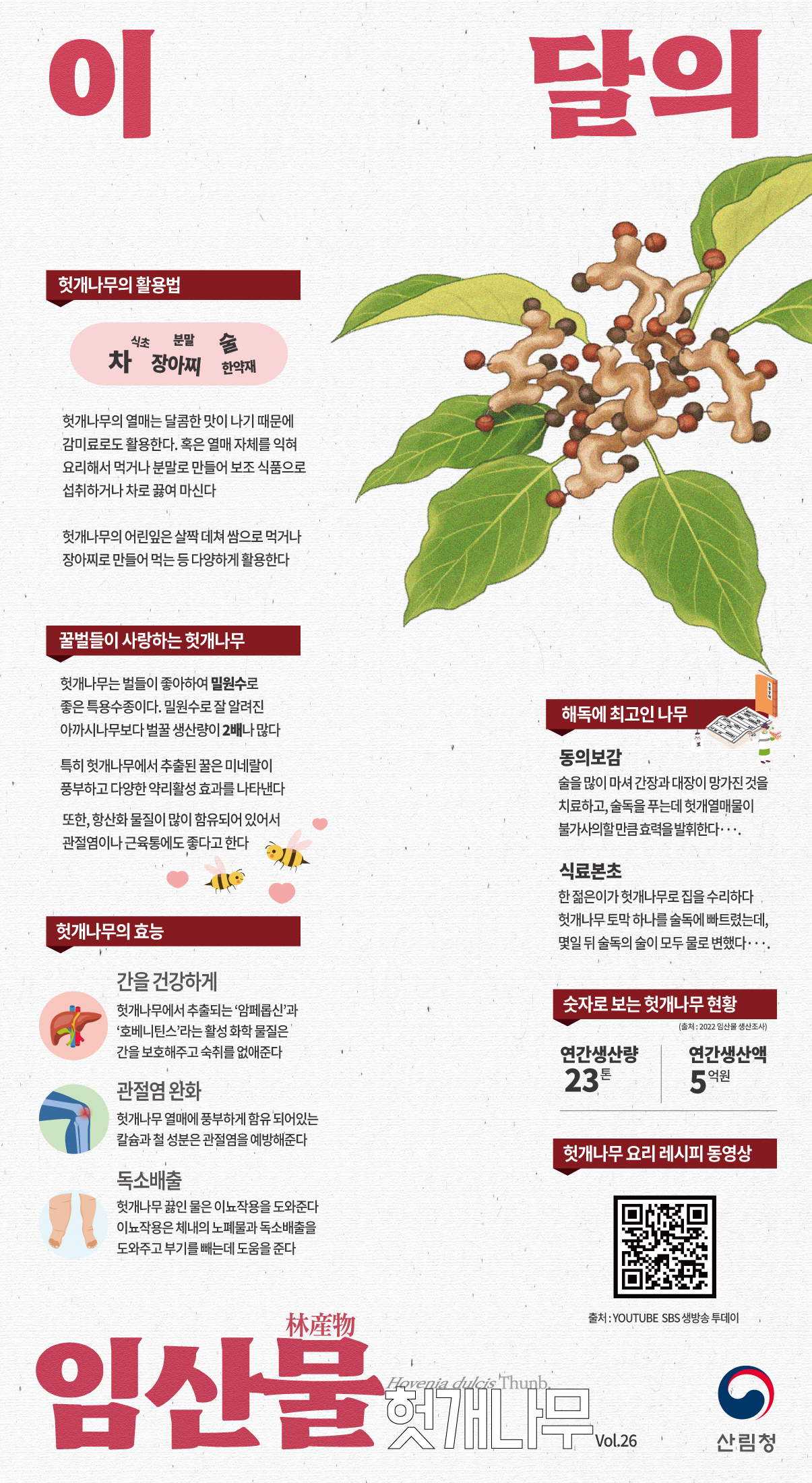 산림청이 선정한 8월 ‘이 달의 임산물’ 헛개나무.