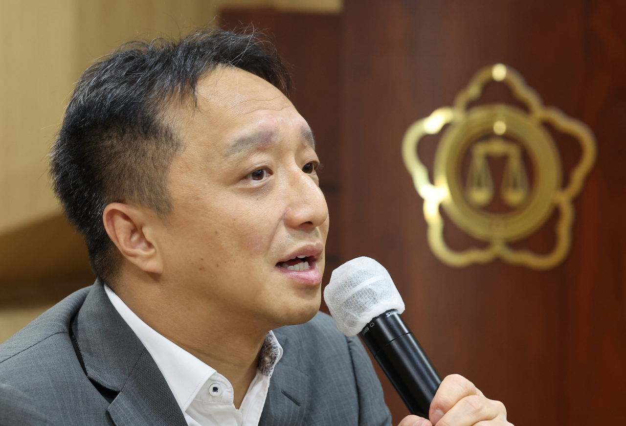 법무법인 린과 법무법인 심이 10일 오후 서울 서초구 서울지방변호사회에서 연 '티몬·위메프 ARS 회생절차 대응 방안 설명회'에서 최효종 변호사가 발언하고 있다. [연합]