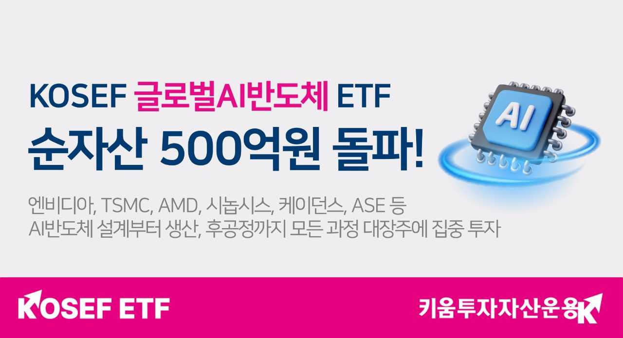 키움운용, ‘KOSEF 글로벌AI반도체’ ETF 순자산 500억원 돌파 [투자360]