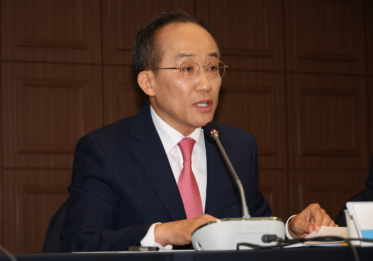 추경호 국민의힘 원내대표가 13일 오전 서울 중구 프레스센터에서 열린 관훈클럽 초청 토론회에서 발언하고 있다. [연합]