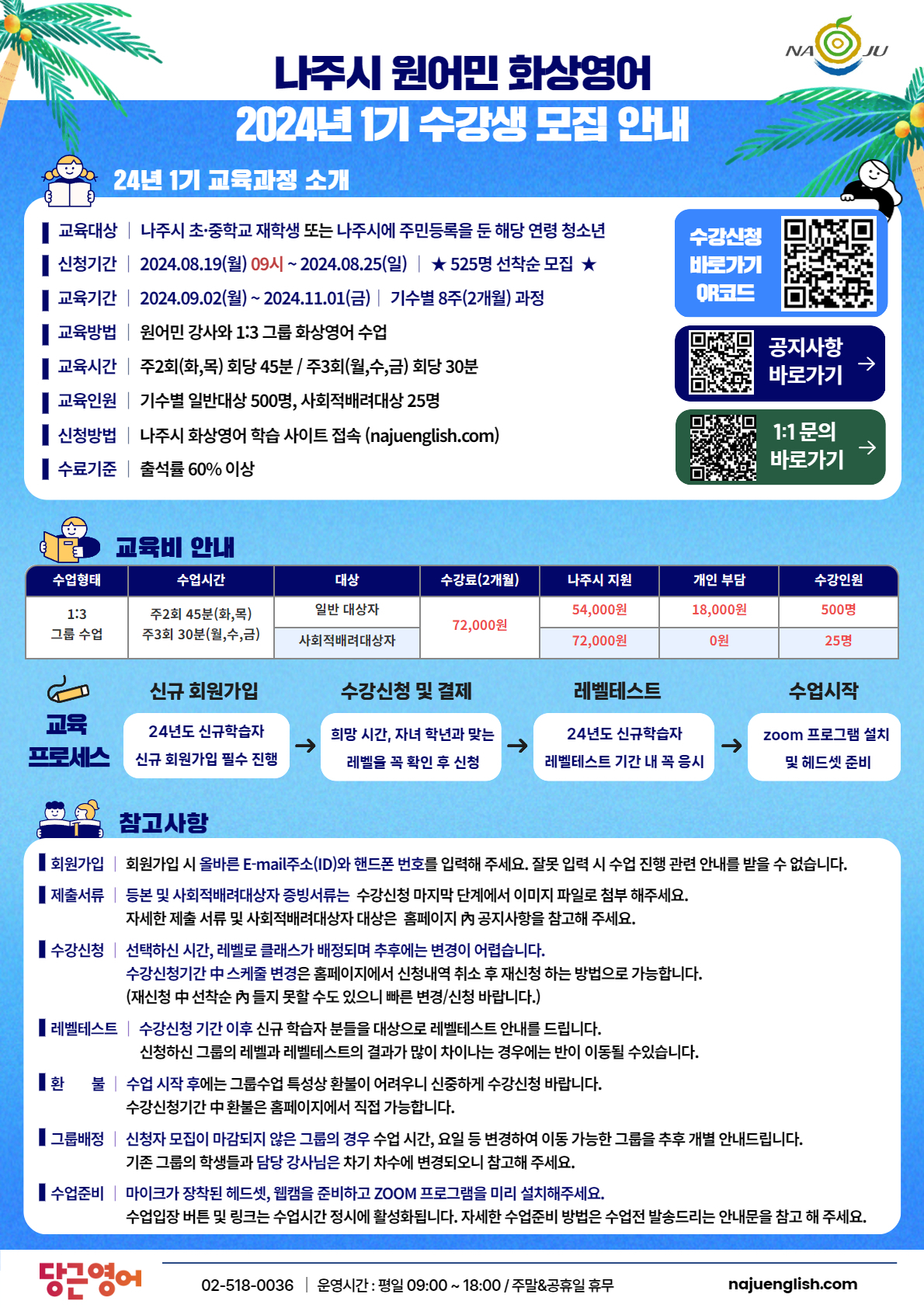 나주시 원어민 화상 영어 1기 홍보물