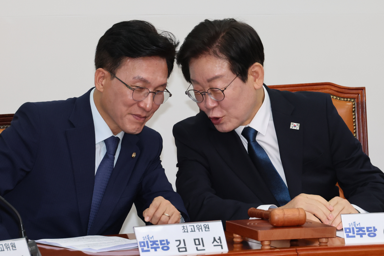 이재명 더불어민주당 대표와 김민석 최고위원. [연합]