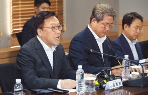 28일 서울 영등포구 보험개발원에서 열린 보험업권 간담회를 주재하고 있는 김병환 금융위원장 [연합]