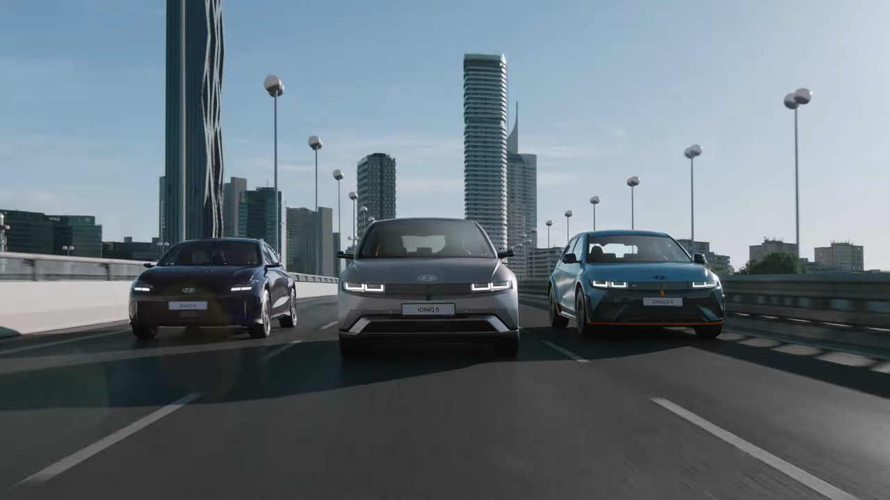 Hyundai Motor Company‘s dedicated E-GMP platform electric vehicles, from left: the Ioniq 6 sedan, Ioniq 5 sport utility vehicle, Ioniq 5 N performance model (Hyundai Motor Group)