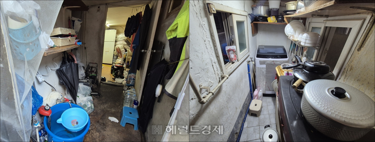 영등포 쪽방촌 주민들이 거주하는 주택 내부 [김도윤 기자]