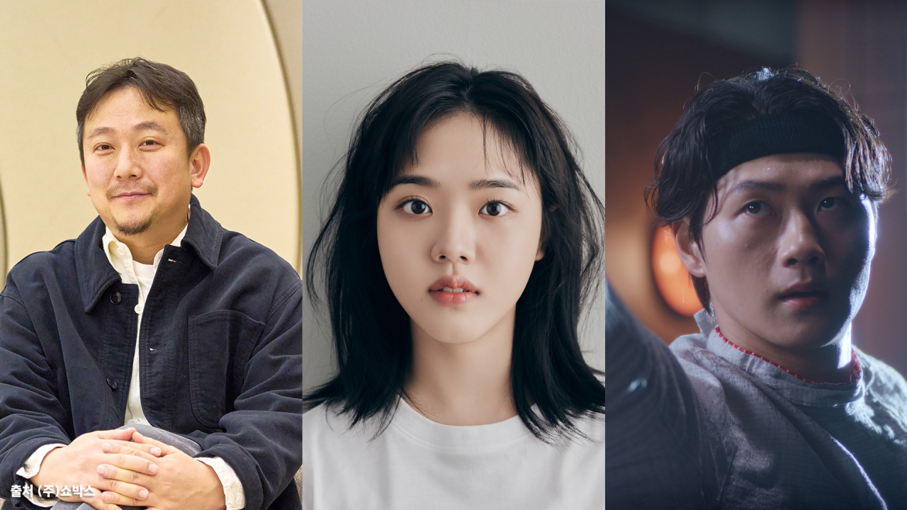 SKT의 디지털 캠페인 콘텐츠 제작에 참여한 ‘파묘’ 장재현(왼쪽부터) 감독, 배우 김향기, 펜싱 선수 오상욱. [SKT 제공]