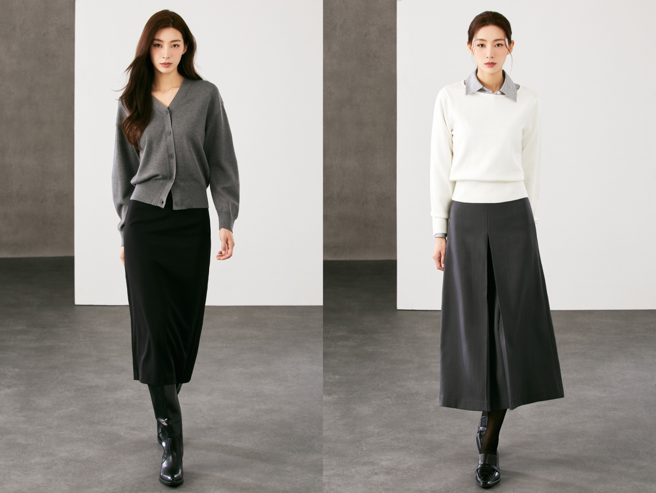 미쏘가 선보인 올해 FW 시즌 '뉴 에센셜 컬렉션' 제품. 고급스러우면서도 여유로운 실루엣이 특징이다. [이랜드월드 제공]