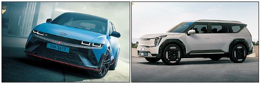 2024 IDEA 디자인 어워드 금상을 수상한 현대차 ‘아이오닉 5 N’(왼쪽)과 기아 ‘EV9’