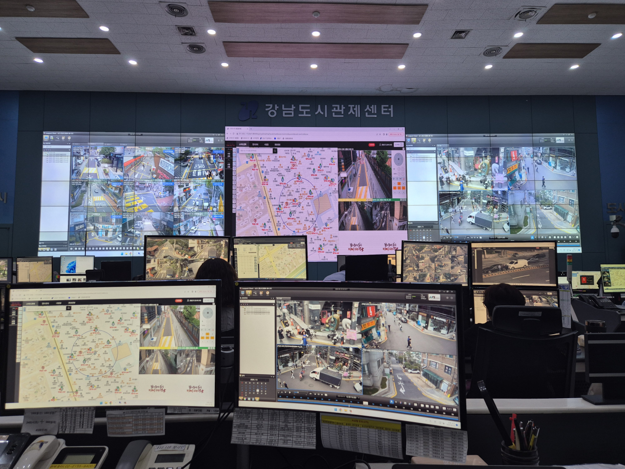 서울시 강남구 역삼지구대 강남 도시관제센터 내부 모습 [김도윤 기자]