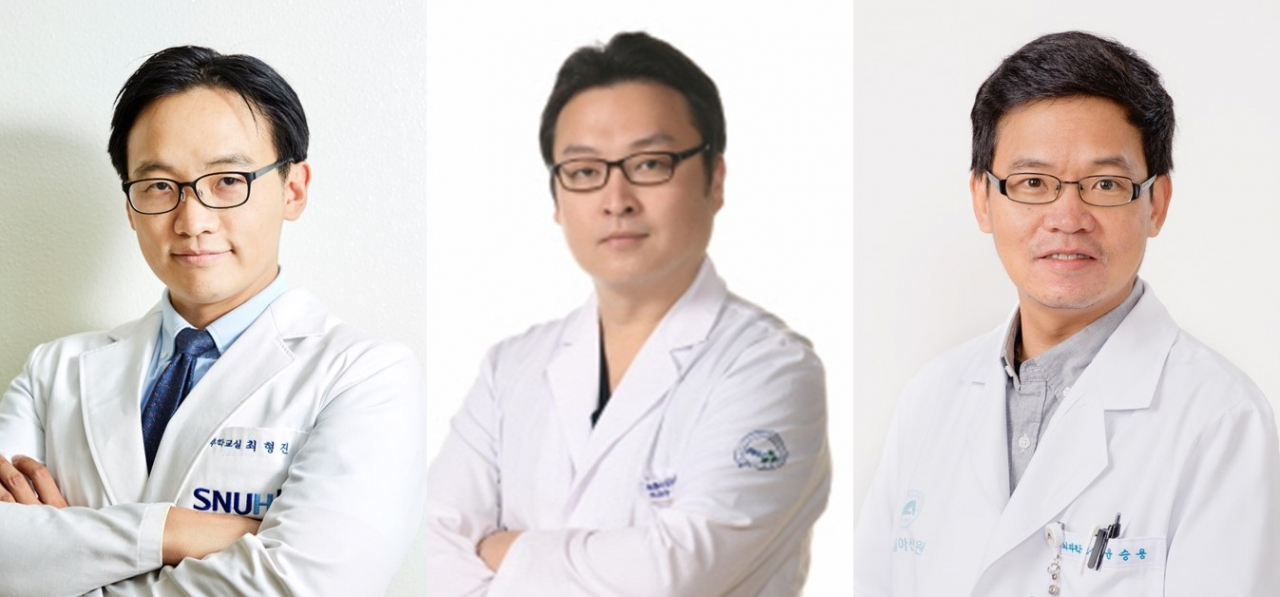 제22회 화이자 의학상 수상자들. (왼쪽부터)최형진 서울대 교수, 목정하 부산대 교수, 윤승용 울산대 교수. 화이자제약 제공