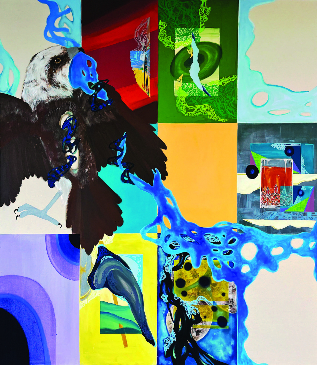 HE OSPREY, THE PRESENT / 오스프레이 : 현재의 역사2023, Natural Pigment and Arcylic on Canvas, 220.0 &times; 190.0cm [사진=해성아트베이]