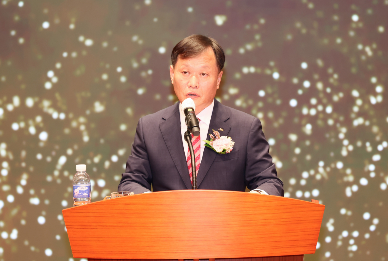 이정복 제10대 한국서부발전 사장이 20일 충남 태안 본사에서 진행된 취임식에서 취임사를 하고 있다.[한국서부발전 제공]