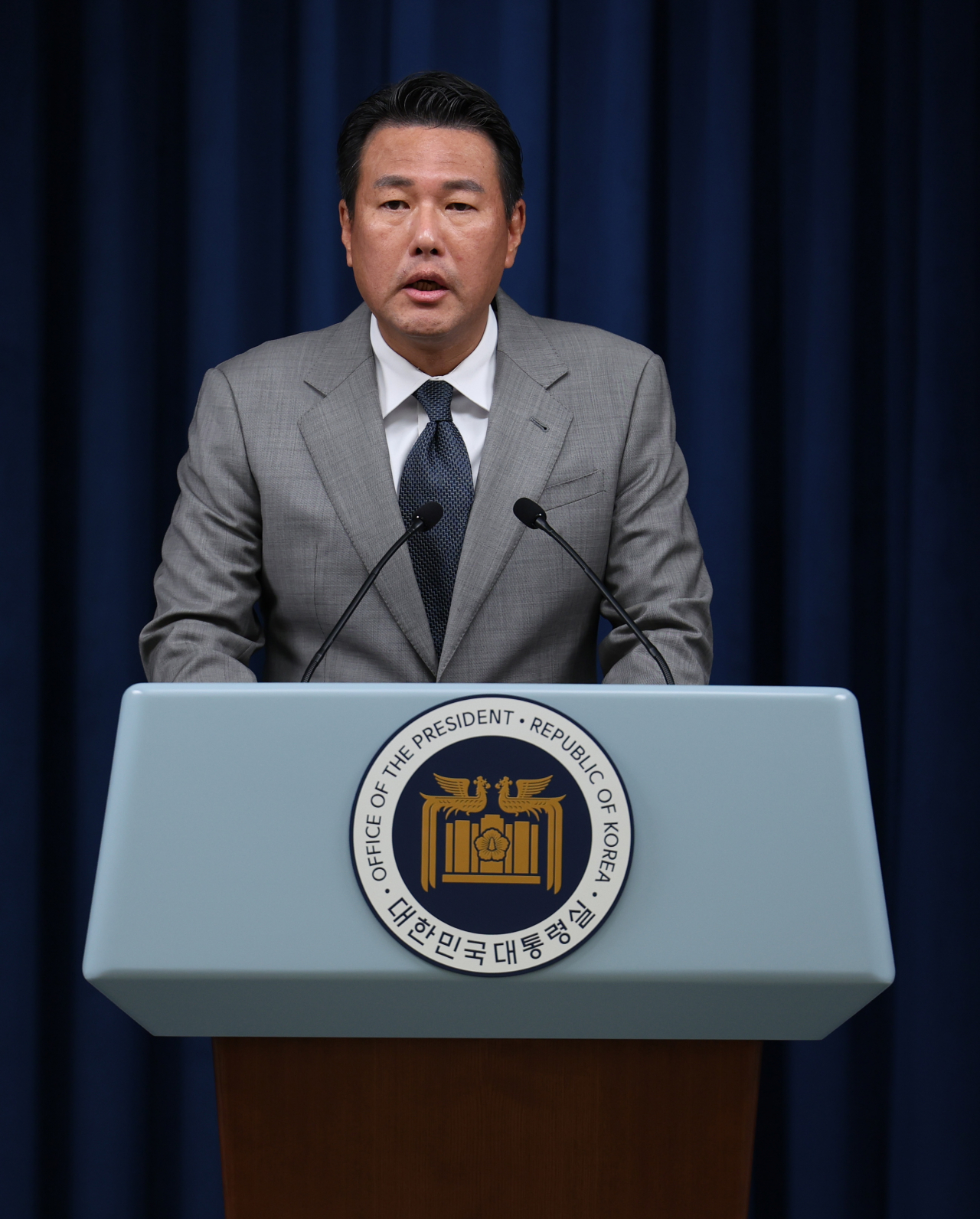 김태효 국가안보실 제1차장이 3일 서울 용산 대통령실 청사에서 윤석열 대통령의 필리핀·싱가포르 방문 및 라오스 아세안 관련 정상회의 참석에 대해 브리핑하고 있다. 연합뉴스